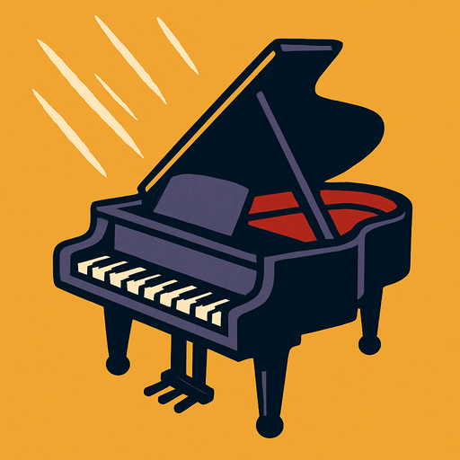 piano de cola cayendo.
In-Game asset.  2d.  High contrast.  No shadows