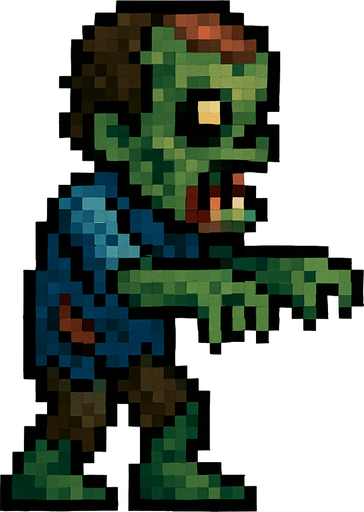 terraria oyunundaki gibi bir zombi.
In-Game asset.  2d.  High contrast.  No shadows