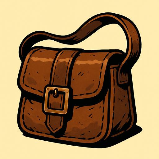 deri çanta.
In-Game asset.  2d.  High contrast.  No shadows