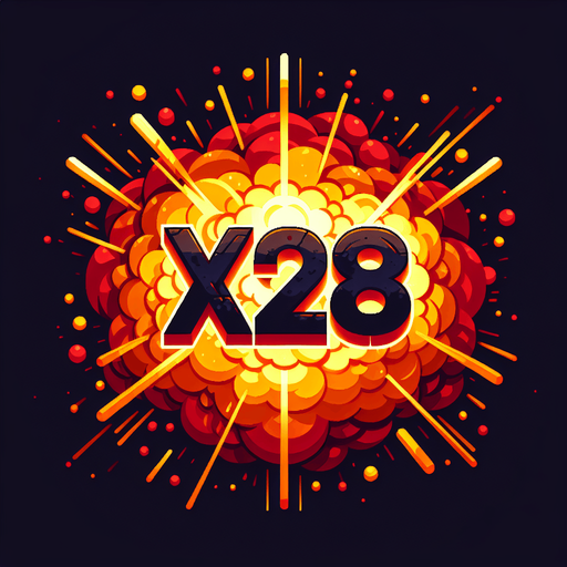 爆炸，里面有“X128”的字样,暖色调.
Single Game Texture. In-Game asset. 2d. Blank background. High contrast. No shadows.