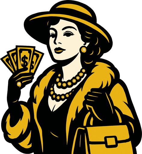 a rich woman.
In-Game asset.  2d.  High contrast.  No shadows