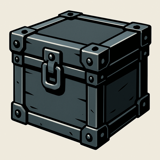 a steel box.
In-Game asset.  2d.  High contrast.  No shadows
