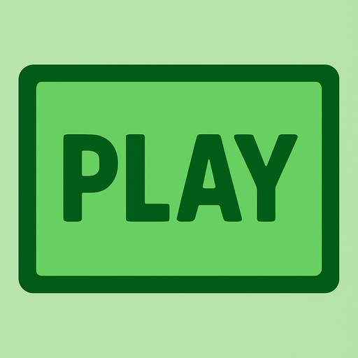 crea la imagen de un rectangulo verde con borde verde oscuro y en medio que tenga la palabra play.
In-Game asset.  2d.  High contrast.  No shadows