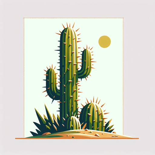 Create some cactus.
Single Game Texture.  In-Game asset.  2d.  Blank background.  High contrast.  No shadows