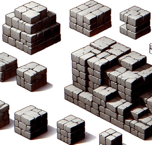 Big bricks.
Single Game Texture. In-Game asset. 2d. Blank background. High contrast. No shadows.