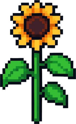 Tallo de girasol, pixelart.
In-Game asset.  2d.  High contrast.  No shadows