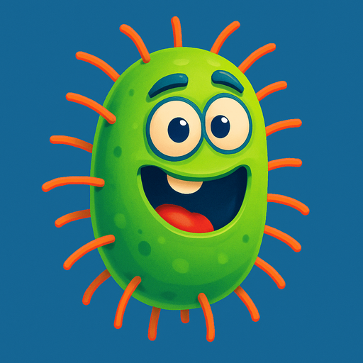 Bakteri 3d pixar.
In-Game asset.  2d.  High contrast.  No shadows