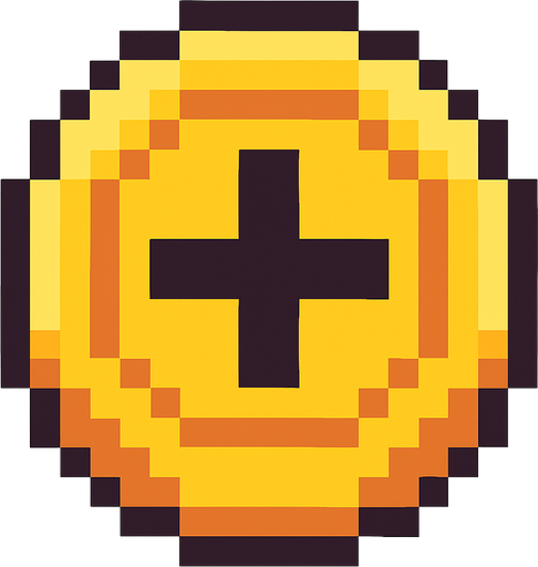 pixel art coin.
In-Game asset.  2d.  High contrast.  No shadows