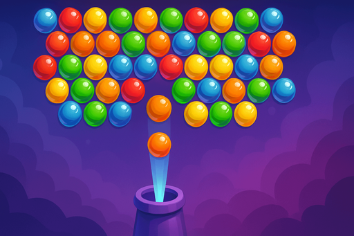 Fullscreen modern App Store landscape banner, 16:9, high definition, for a game titled "Bubble Shooter" and with the description "Classic Bubble Shooter Game". No text on banner!