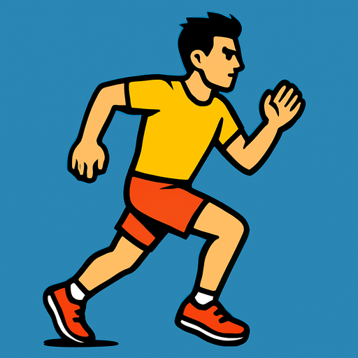 runner with a yellow shirt.
In-Game asset.  2d.  High contrast.  No shadows