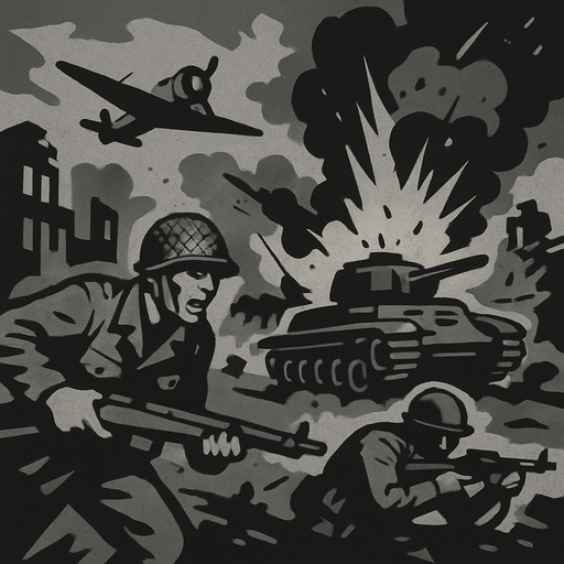World War II chaotic background, grey
In-Game asset.  2d.  High contrast.  No shadows