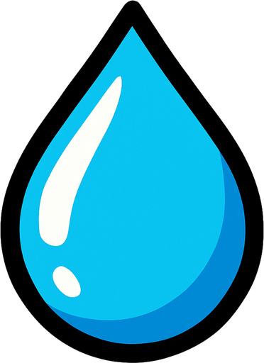gota de agua en 2d.
In-Game asset.  2d.  High contrast.  No shadows