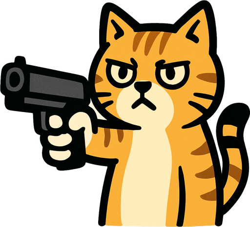 meme silah uzatan kedi.
In-Game asset.  2d.  High contrast.  No shadows