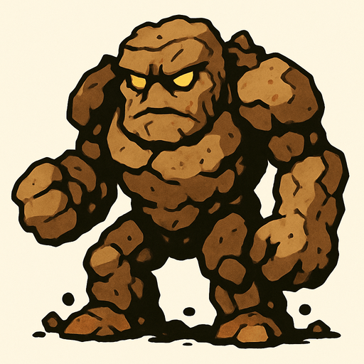 גולם עשוי אדמה מהאגדות.
In-Game asset.  2d.  High contrast.  No shadows