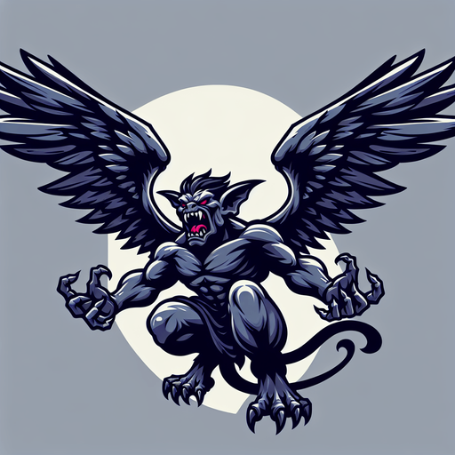 2d evil  winged gargoiyle monster anger taunt
Single Game mTexture.  In-Game asset.  2d.  Blank background.  High contrast.  No shadows