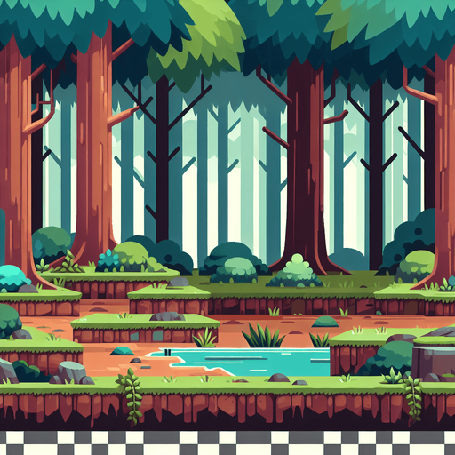 Orman vektör tarzda.
Single Game Texture.  In-Game asset.  2d.  Blank background.  High contrast.  No shadows