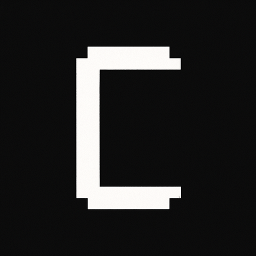 White stylized square bracket. Pixelated. 
In-Game asset.  2d.  High contrast.  No shadows