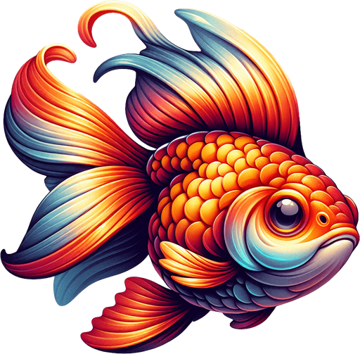 A realistic goldfish.
Single Game Texture. In-Game asset. 2d. Blank background. High contrast. No shadows.