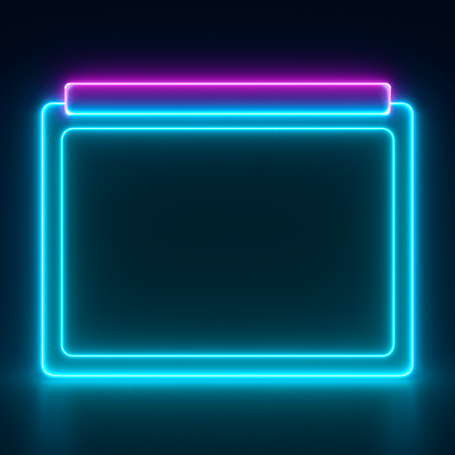 Neon cyberpunk tab selected empty blank hologram glowing 3d flat