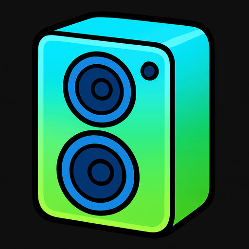 rectangular speaker with soft edges, in color sky blue gradient to grass green.
In-Game asset.  2d.  High contrast.  No shadows. cute