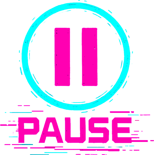 Cyberpunk style pause symbol.
In-Game asset.  2d.  High contrast.  No shadows