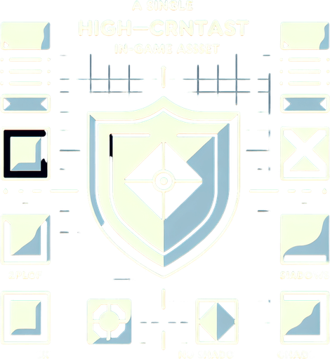 shild.
Single Game Texture.  In-Game asset.  2d.  Blank background.  High contrast.  No shadows