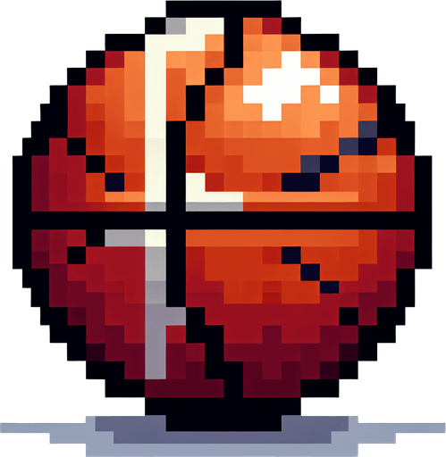 basketball ball. pixelated. 8 bit.
Single Game Texture. In-Game asset. 2d. Blank background. High contrast. No shadows.
