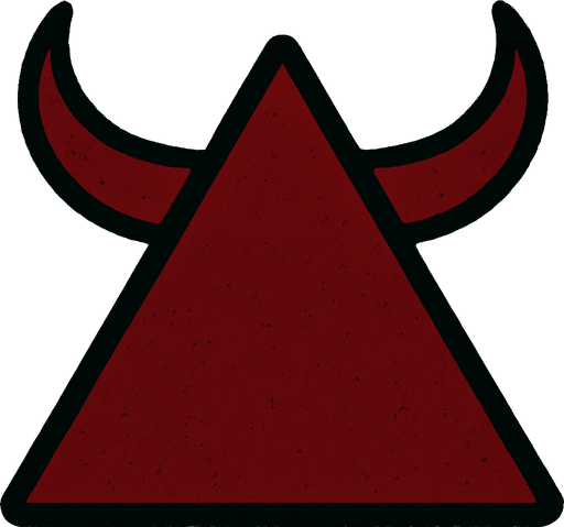 un triangolo rojo oscuro con cuernos.
In-Game asset.  2d.  High contrast.  No shadows