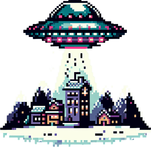 UFO sprite old nintendo game.
2d.  No shadows