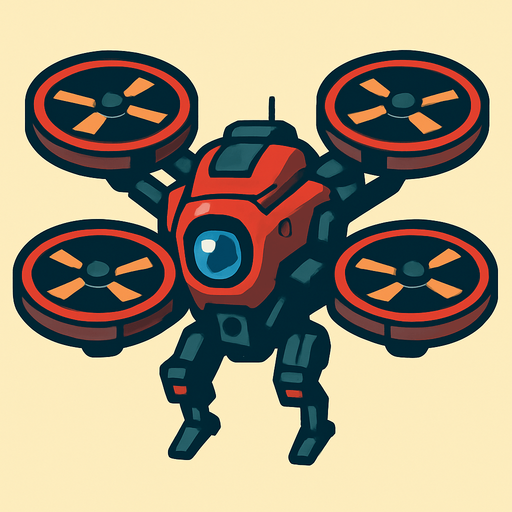 scifi quad copter drone.
In-Game asset.  2d.  High contrast.  No shadows