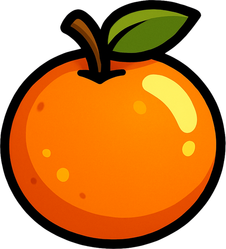 Shiney orange fruit vector.
In-Game asset.  2d.  High contrast.  No shadows