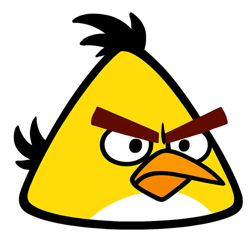 yellow angry bird.
In-Game asset.  2d.  High contrast.  No shadows