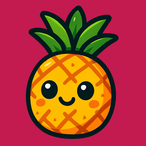 Pineapple with cute face.
In-Game asset.  2d.  High contrast.  No shadows