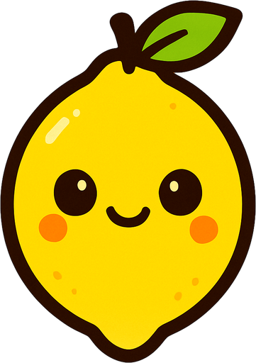 Lemon with cute face.
In-Game asset.  2d.  High contrast.  No shadows