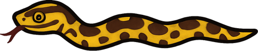 crea la imagen de una serpiente totalmente estirada.
In-Game asset.  2d.  High contrast.  No shadows