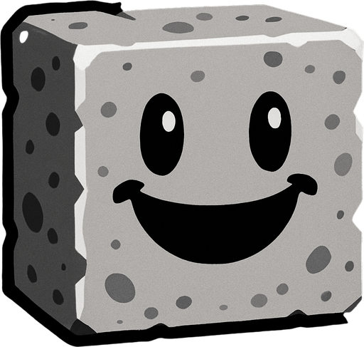 Happy gray block.
In-Game asset.  2d.  High contrast.  No shadows