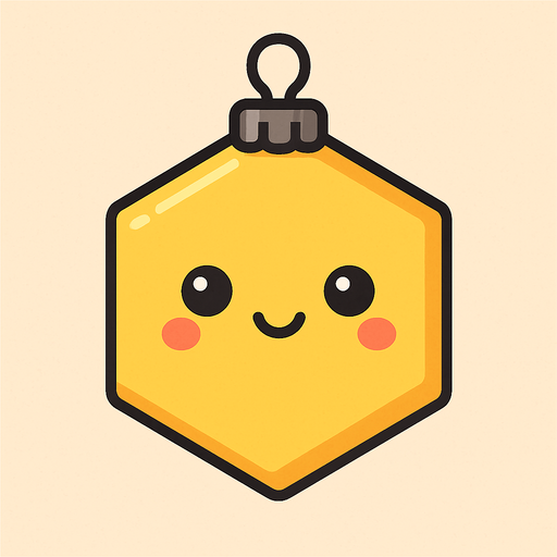 Perfectly hexagon yellow Christmas decoration. Cartoon style. Cute art style. Simple vector style.