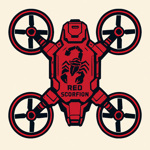 top down view
scifi quad copter drone. red scorpion
In-Game asset.  2d.  High contrast.  No shadows