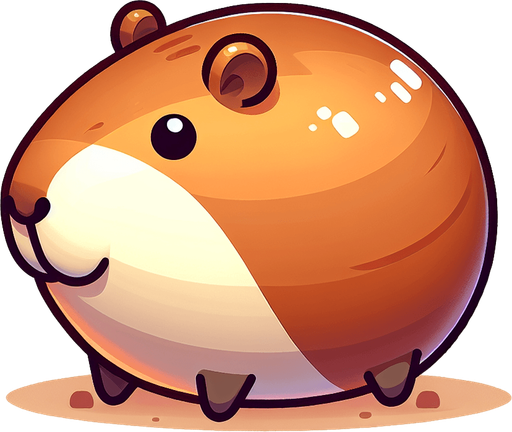 Un capiraba redondo como una pelota.
Single Game Texture.  In-Game asset.  2d.  Blank background.  High contrast.  No shadows