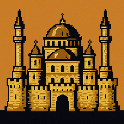 ottoman castle.
In-Game asset.  2d.  High contrast.  No shadows. pixel art