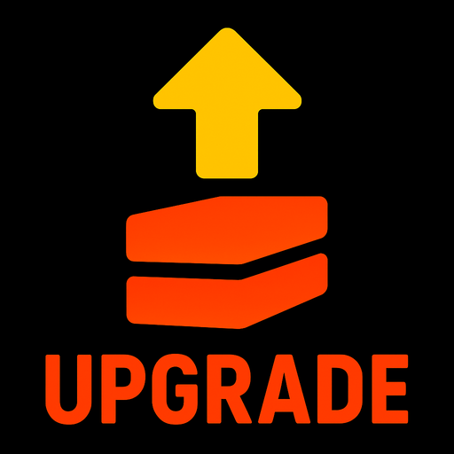 Upgrade.
In-Game asset.  2d.  High contrast.  No shadows