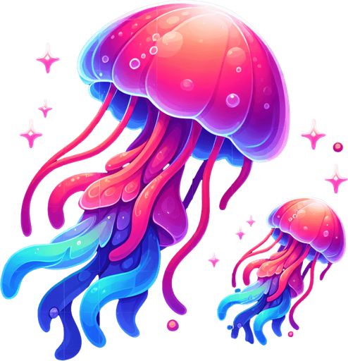 Jellyfish.
Single Game Texture.  In-Game asset.  2d.  Blank background.  High contrast.  No shadows
