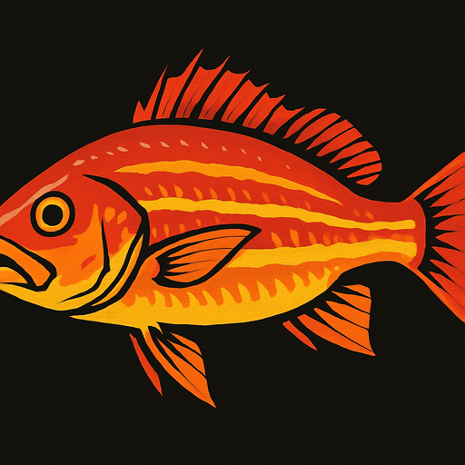 horizontal image Snapper fish.
In-Game asset.  2d.  High contrast.  No shadows
