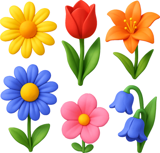 Pack of different flowers, 3D flowers, without black lines around it!
In-Game asset.  High contrast.  No shadows. 3D