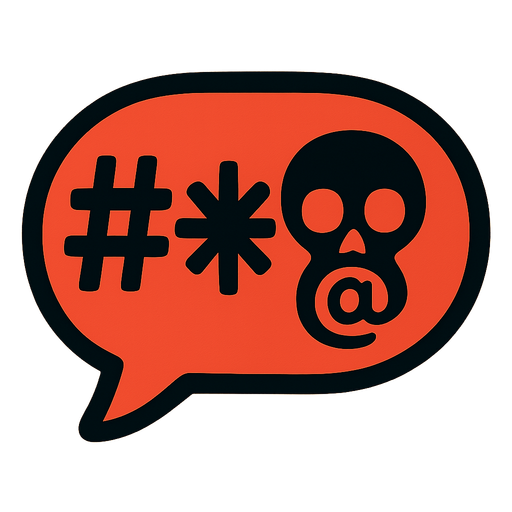 a speech bubble with an icon inside symbolizing that the person is saying some rude words.
In-Game asset.  2d.  High contrast.  No shadows