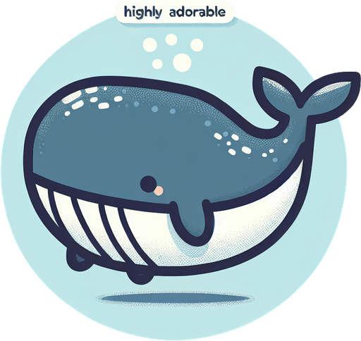 Very adorable whale.
Single Game Texture.  In-Game asset.  2d.  Blank background.  High contrast.  No shadows