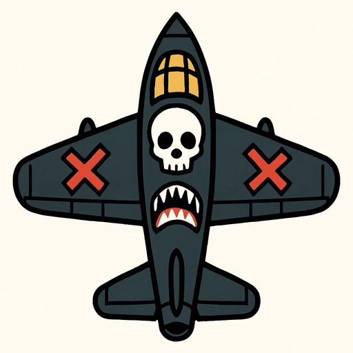 Üstten görünümlü ölümcül bir uçak yarat.
In-Game asset.  2d.  High contrast.  No shadows