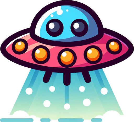 Ufo (летающая тарелка). Мультяшная.
Single Game Texture.  In-Game asset.  2d.  Blank background.  High contrast.  No shadows