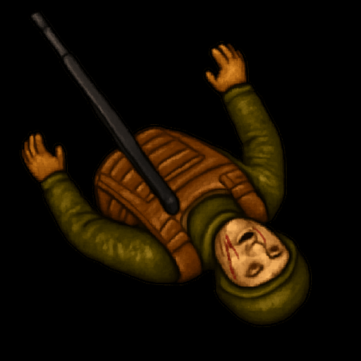 make soldier laying in with belly up dead