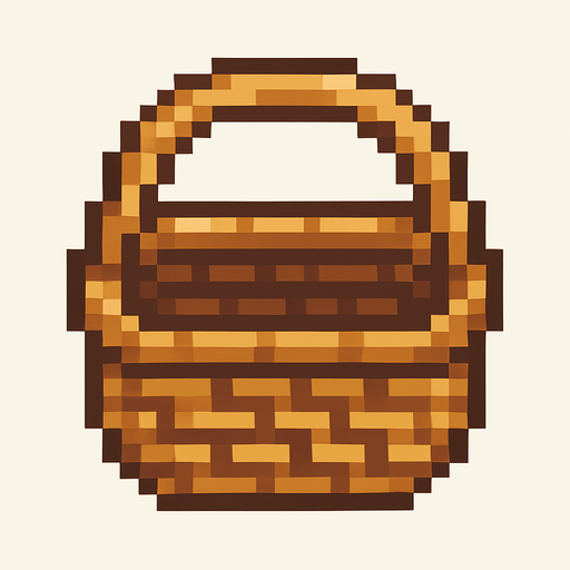 basket, top down, pixelart.
In-Game asset.  2d.  High contrast.  No shadows